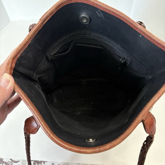 Brighton Black & Brown Croc Embossed Shoulder Bag Bucket Handbag Leather 90’s - Picture 4 of 12